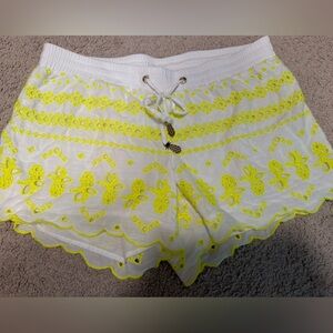 Lilly Pulitzer White and Neon Yellow Shorts